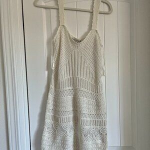 NWT Abercrombie and Fitch White Crochet Dress Women's M beachcore vacation retro
